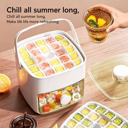 Ice Cube Mold Food Grade Ice Box Style With Lid Large Capacity Refrigerator Ice Storage Household Press Ice Tray