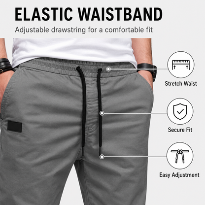 👖 50% OFF NOW! 🏃 Men's Casual Joggers – Drawstring Elastic Waist, Slim Fit & High Stretch – Perfect for All Seasons 🌧️