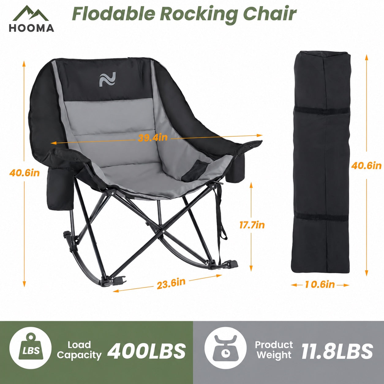 🔥Limited-Time Offer: $29.9! Heavy-Duty Folding Rocking Chair | 400 lb Weight Capacity | Folds in Seconds | Must-Have for Camping, Patios, and RVs