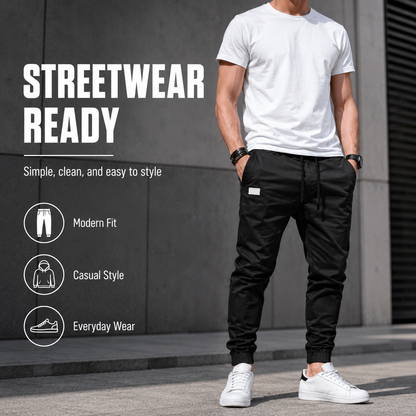 👖 50% OFF NOW! 🏃 Men's Casual Joggers – Drawstring Elastic Waist, Slim Fit & High Stretch – Perfect for All Seasons 🌧️