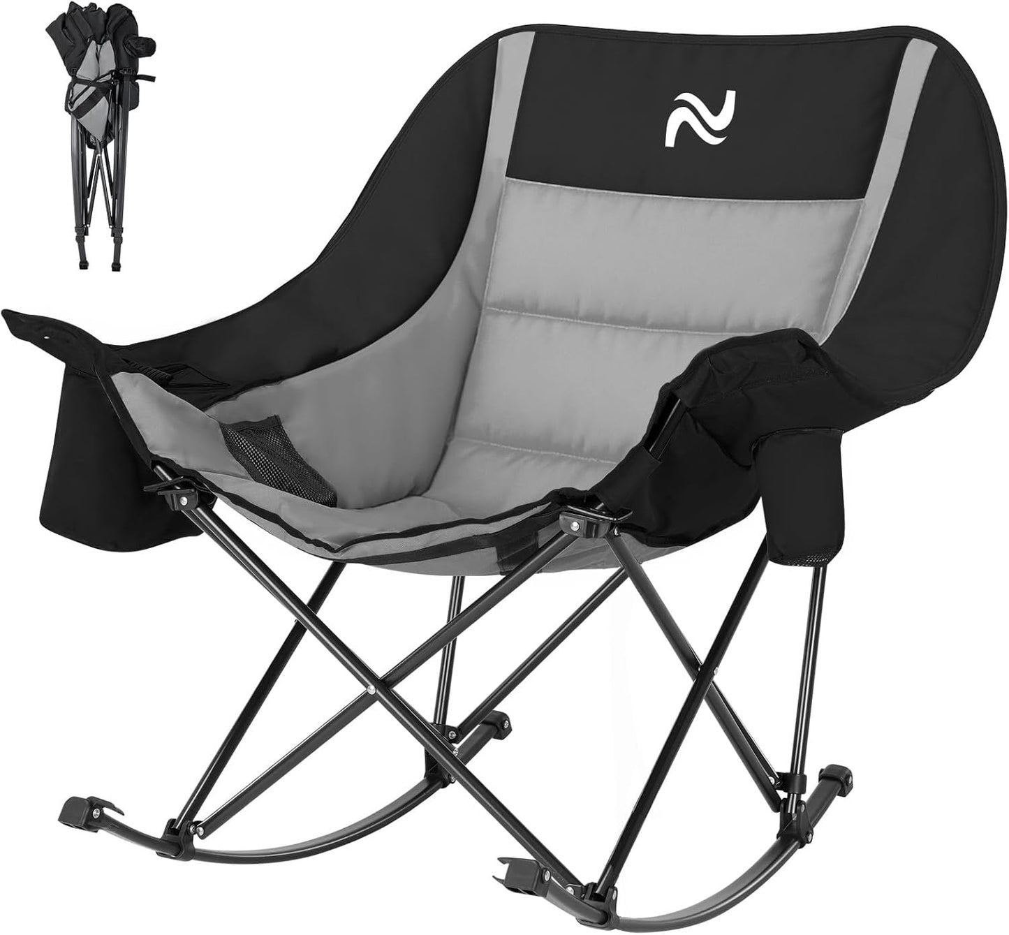 🔥Limited-Time Offer: $29.9! Heavy-Duty Folding Rocking Chair | 400 lb Weight Capacity | Folds in Seconds | Must-Have for Camping, Patios, and RVs