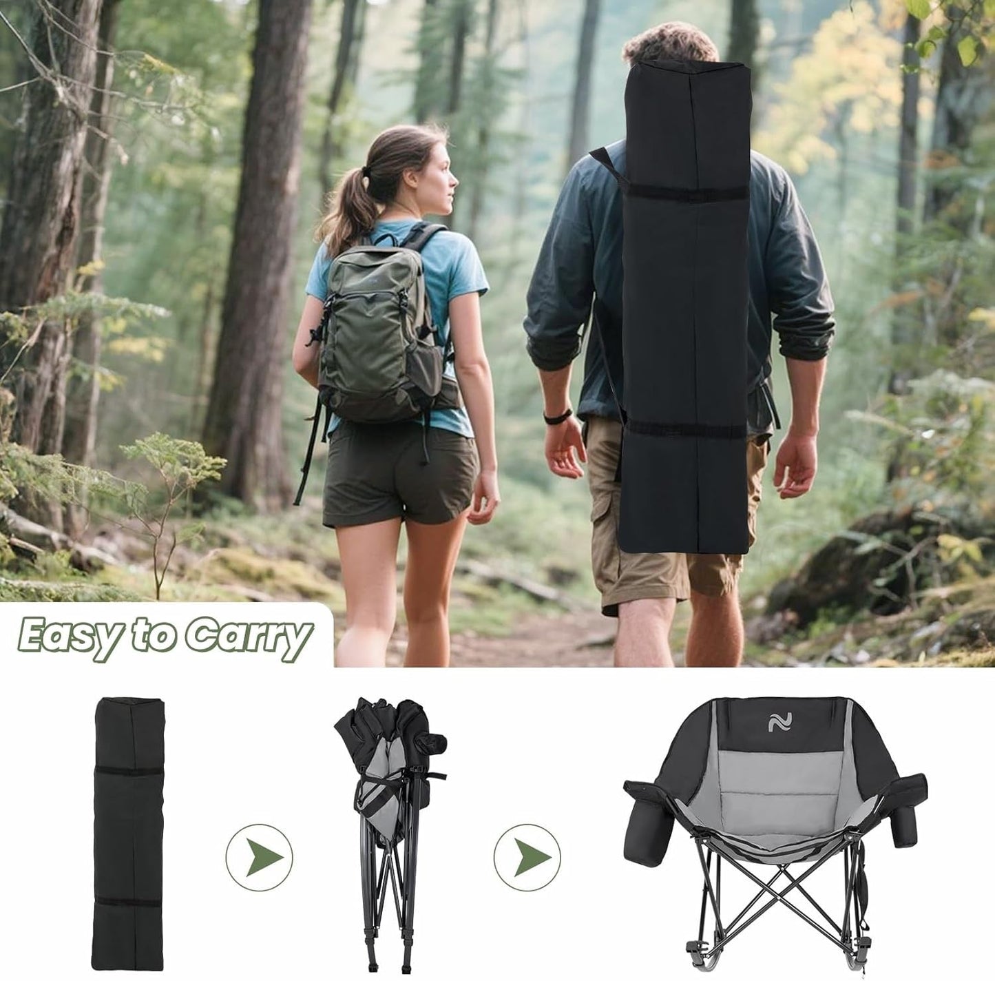 🔥Limited-Time Offer: $29.9! Heavy-Duty Folding Rocking Chair | 400 lb Weight Capacity | Folds in Seconds | Must-Have for Camping, Patios, and RVs