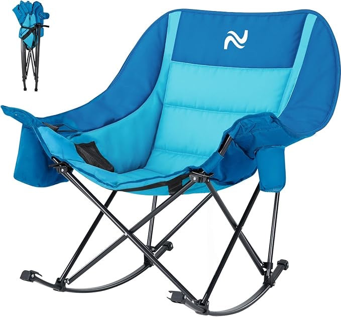 🔥Limited-Time Offer: $29.9! Heavy-Duty Folding Rocking Chair | 400 lb Weight Capacity | Folds in Seconds | Must-Have for Camping, Patios, and RVs