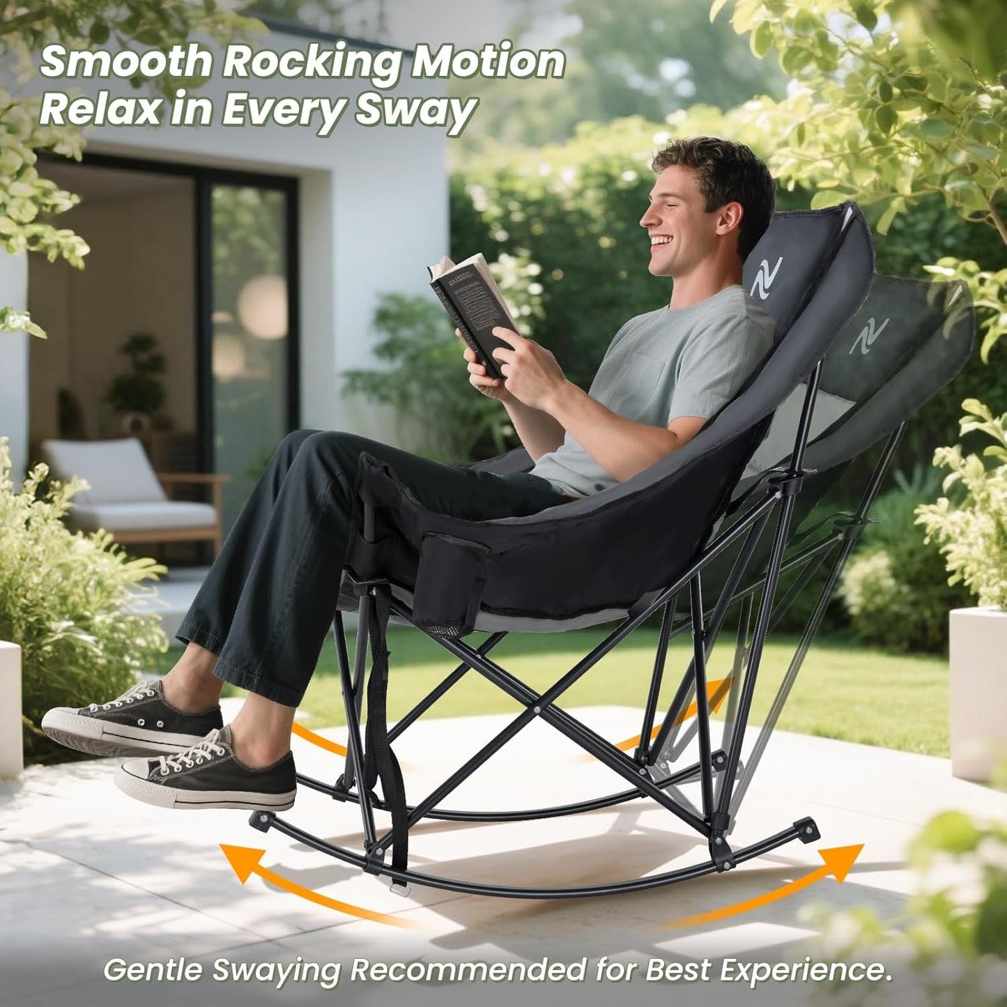 🔥Limited-Time Offer: $29.9! Heavy-Duty Folding Rocking Chair | 400 lb Weight Capacity | Folds in Seconds | Must-Have for Camping, Patios, and RVs