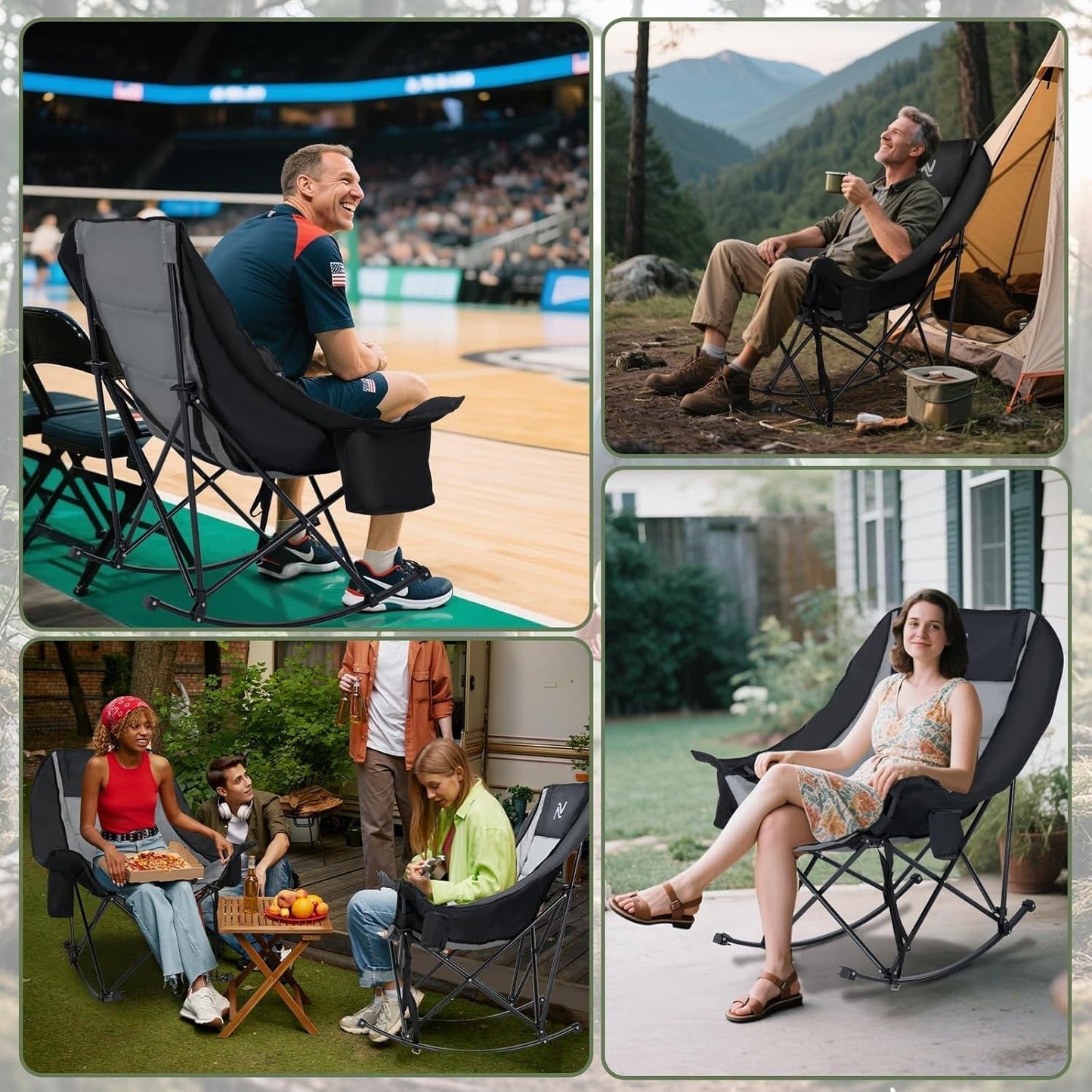 🔥Limited-Time Offer: $29.9! Heavy-Duty Folding Rocking Chair | 400 lb Weight Capacity | Folds in Seconds | Must-Have for Camping, Patios, and RVs
