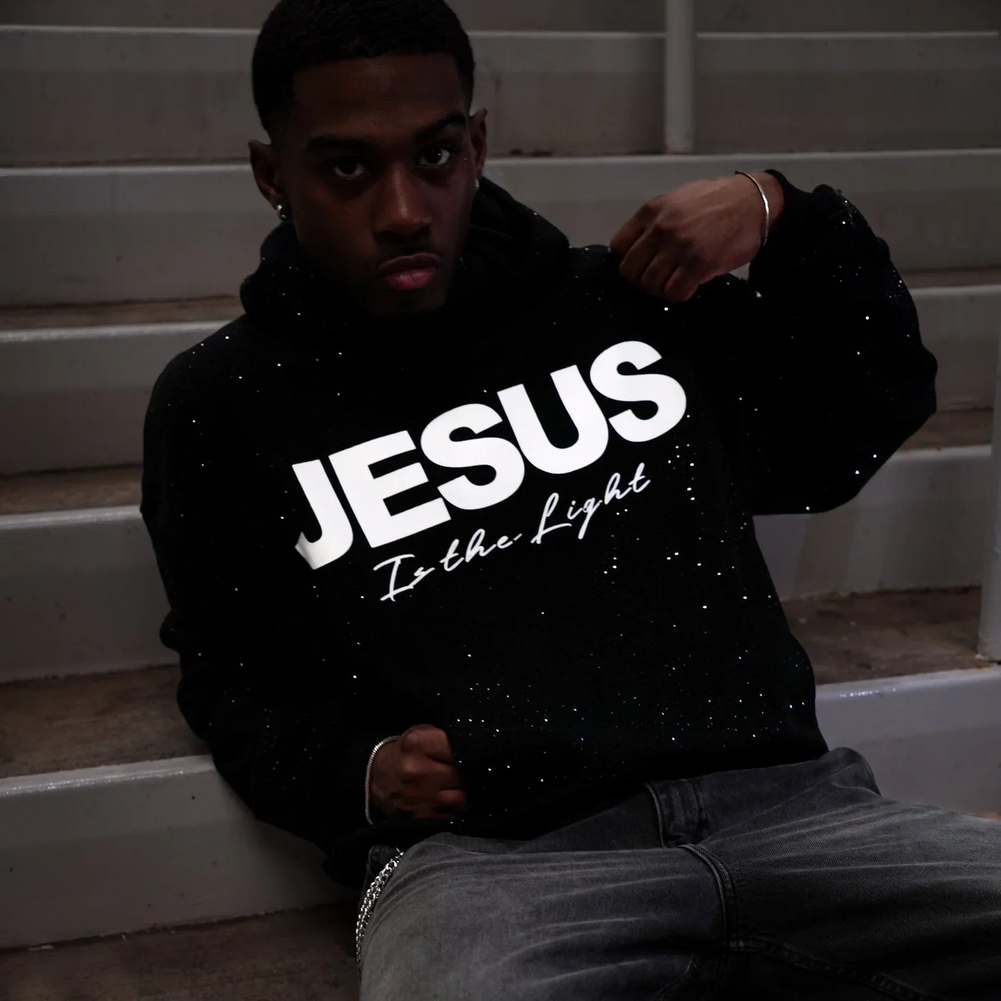 Jesus is The Light Rhinestone Hoodie