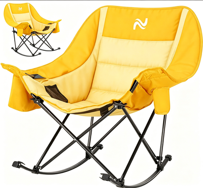 🔥Limited-Time Offer: $29.9! Heavy-Duty Folding Rocking Chair | 400 lb Weight Capacity | Folds in Seconds | Must-Have for Camping, Patios, and RVs